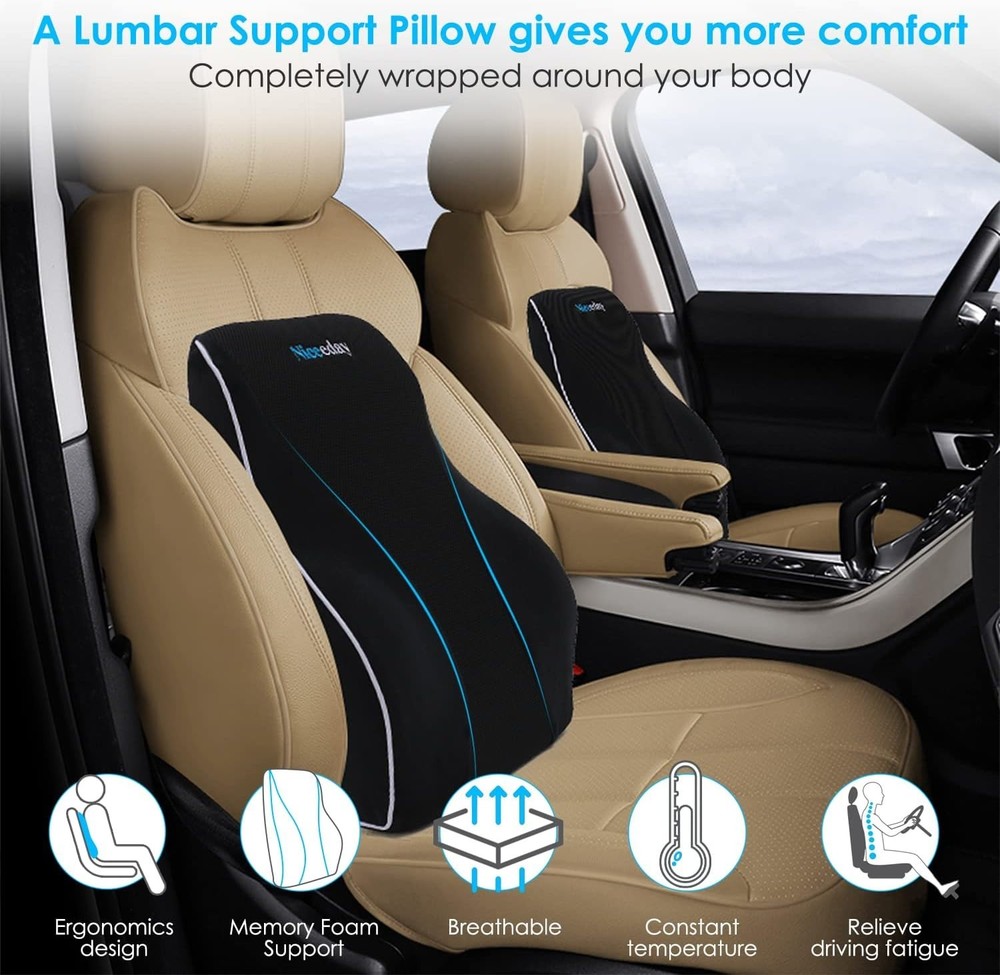 3D Mesh Ergonomic Back Support Pillow - Soft Memory Foam Relief for Office