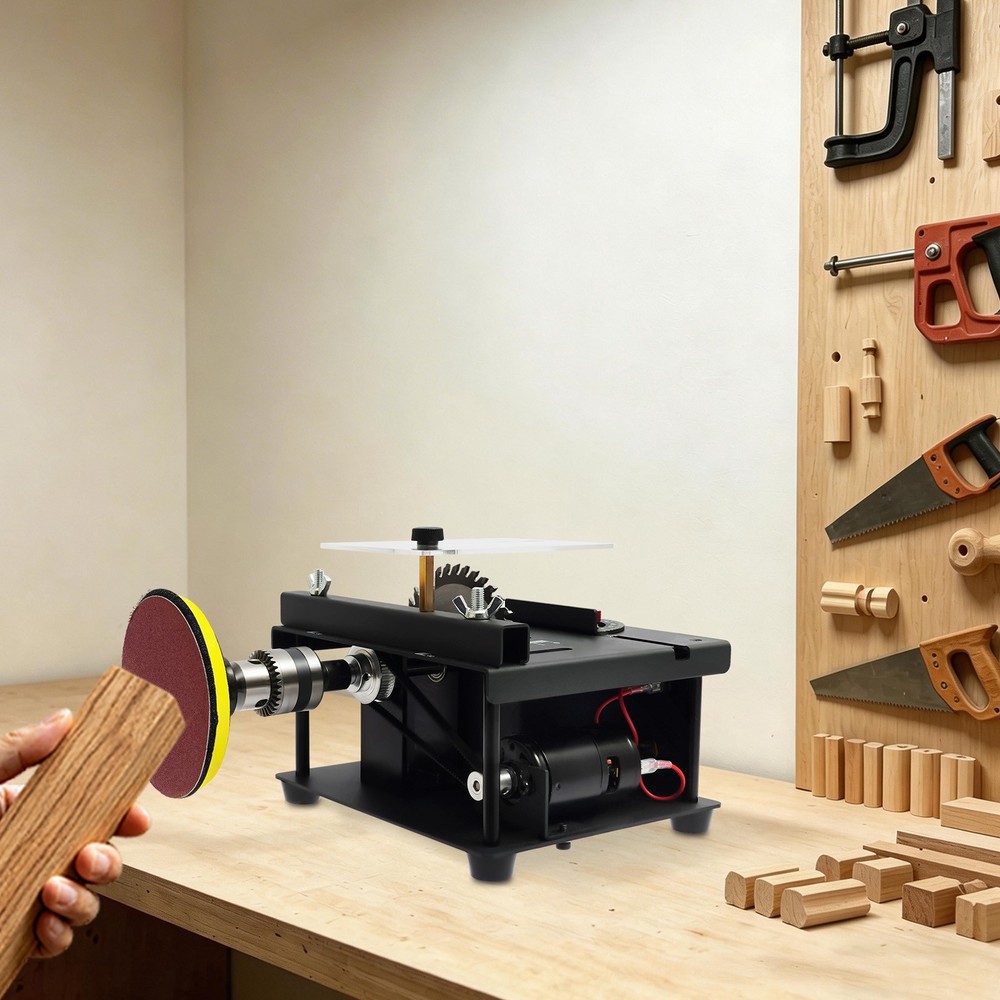 Mini Table Saw Bench Cutting Saw Multi-functional Desktop Table Saw w/ Sandpaper