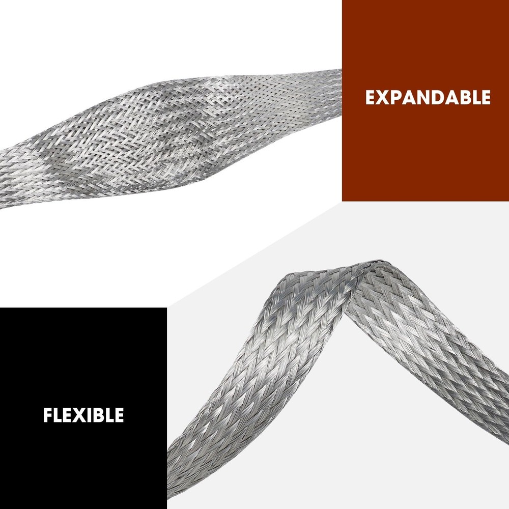 Wire Shielding Sleeve Tinned Copper Braid Ground Straps Cable Sheat... Fast Ship