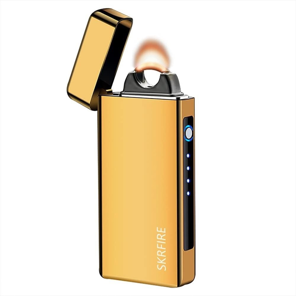 Luxurious Gold Plasma Lighter - USB Rechargeable with Windproof Arc Technology