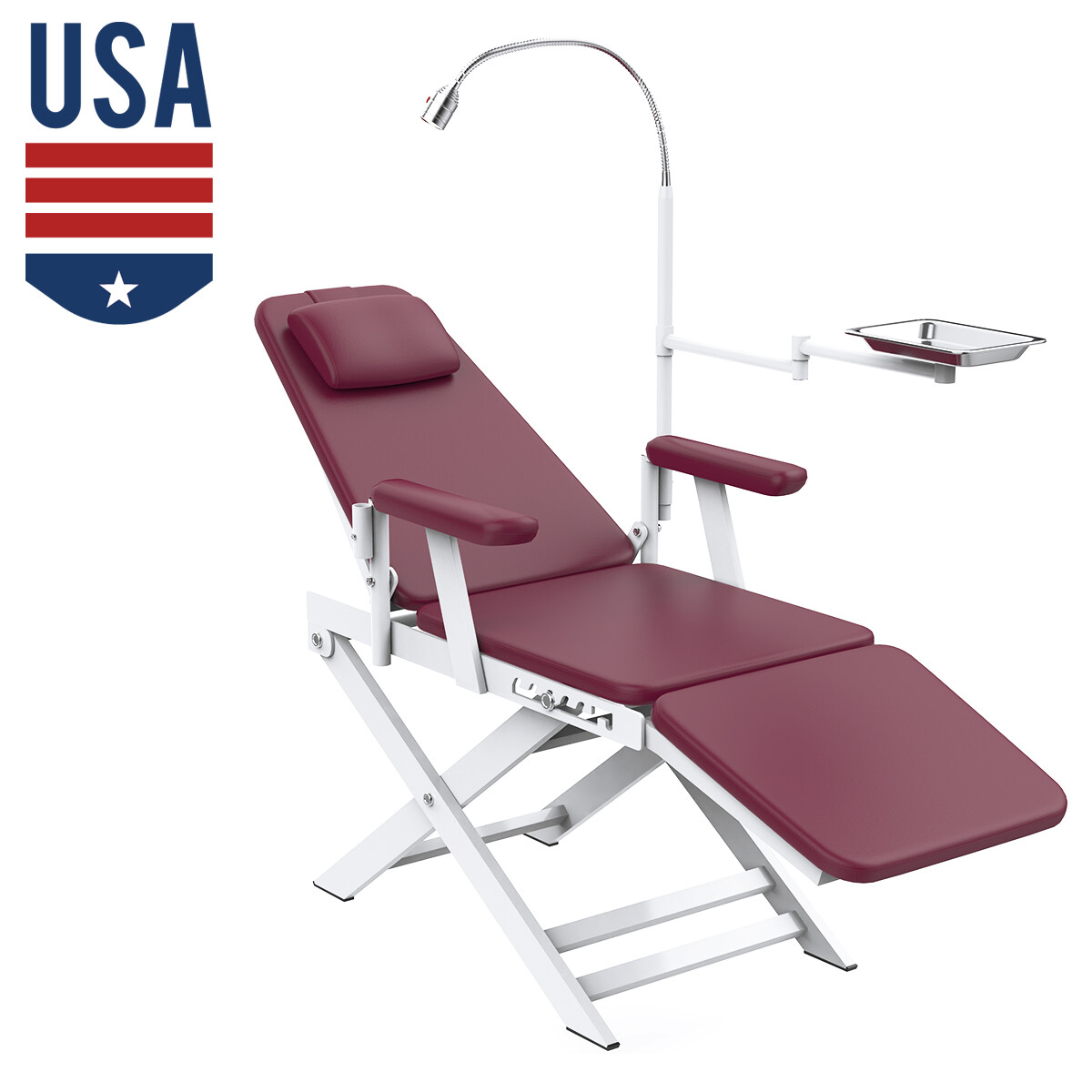 Dental Mobile Folding Chair LED/ Portable Metal Dental Turbine Unit Air Syringe