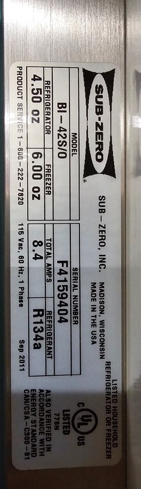 Sub-Zero BI42SO 42 Inch Built-In Side by Side Smart Refrigerator , Panel Ready