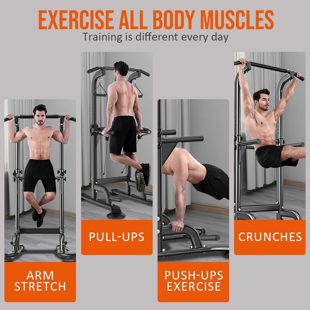 Power Tower Pull Up & Dip Station Multi-Function Home Strength Training Fitness