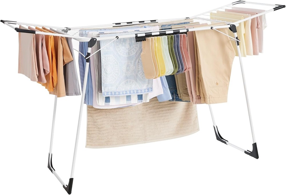 Clothes Drying Rack Foldable, Gullwing Laundry Drying Rack, Space-Saving Indoor