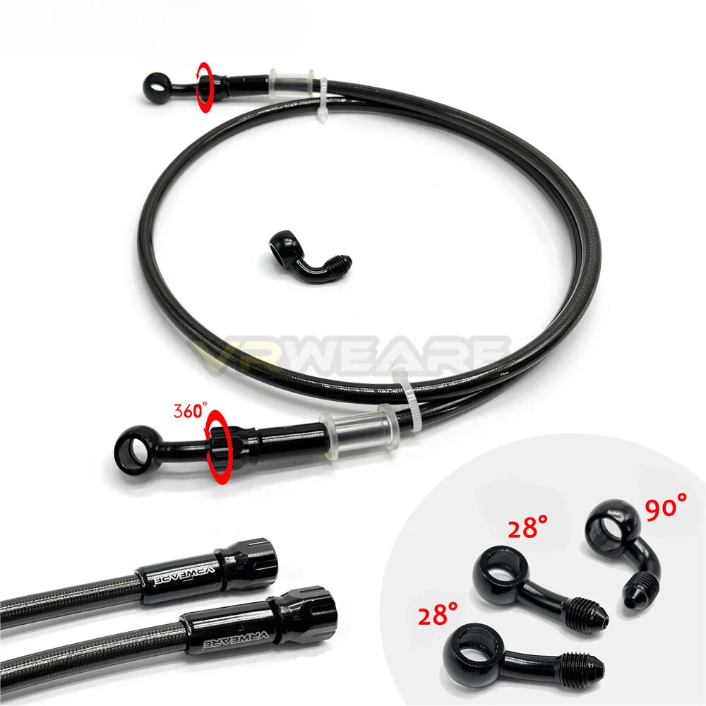 Motorcycle Brake Hose Stainless Steel Braided Brake Line 360 Degree Rotatable