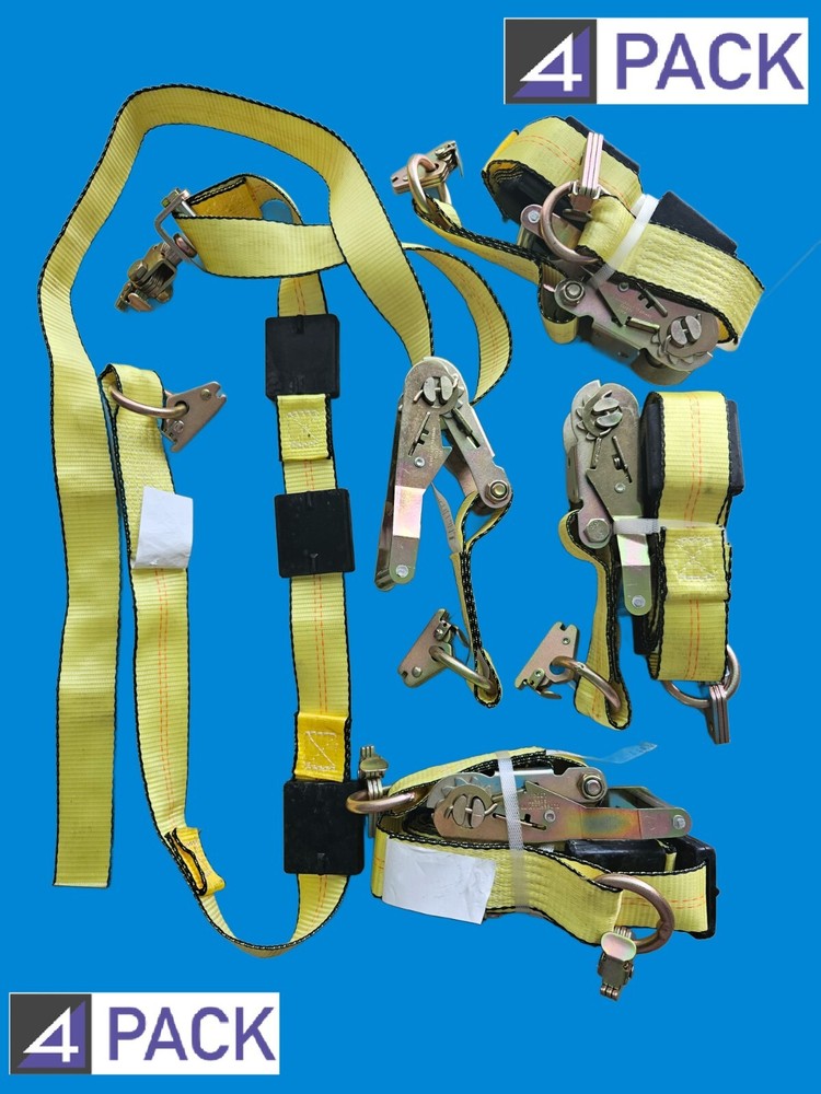 Mega Tie 4 PACK  E-track 2”x 10' Car Tie Down Straps for Trailers, Auto ATV
