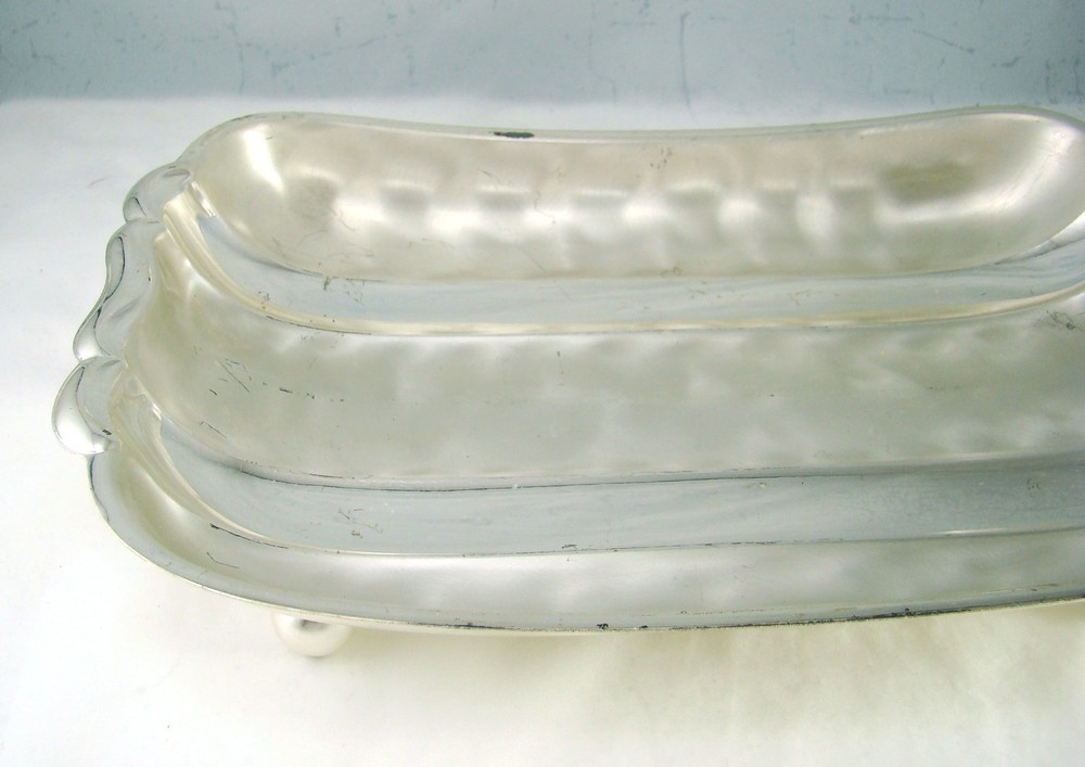 WMF E P Brass IKORA Silverplate Germany Footed Bowl Dish Length 12"