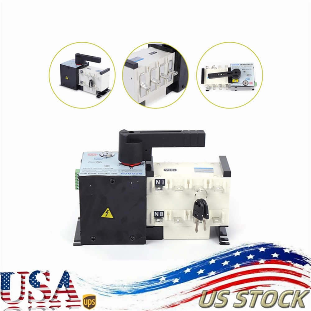 100AMP Dual Power Automatic Transfer Switch Changeover Isolation Generator USA