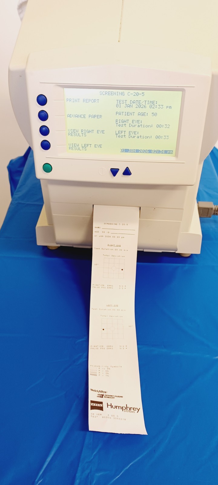 Carl Zeiss Humphrey FDT 710 Visual Field Analizer used no respond bottom clicker