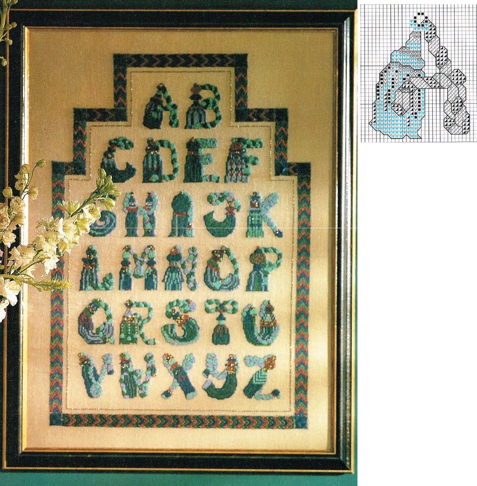 TASSEL  ALPHABET  CROSS STITCH PATTERN ONLY  -  3AD