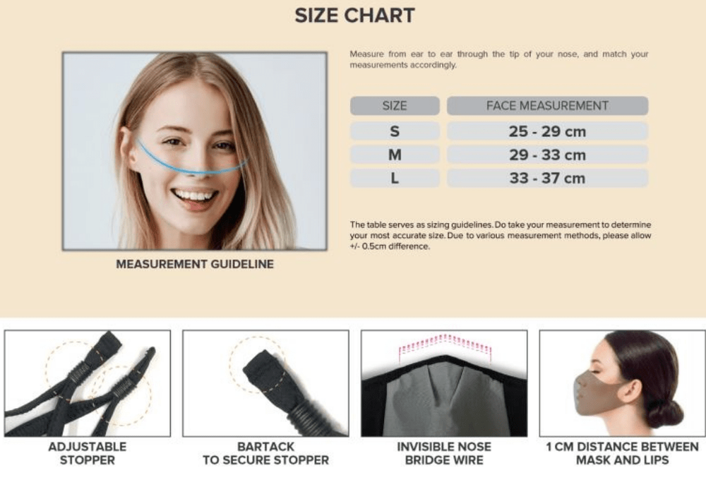 High Quality Reusable & Adjustable Beige Protective Face Mask Covering