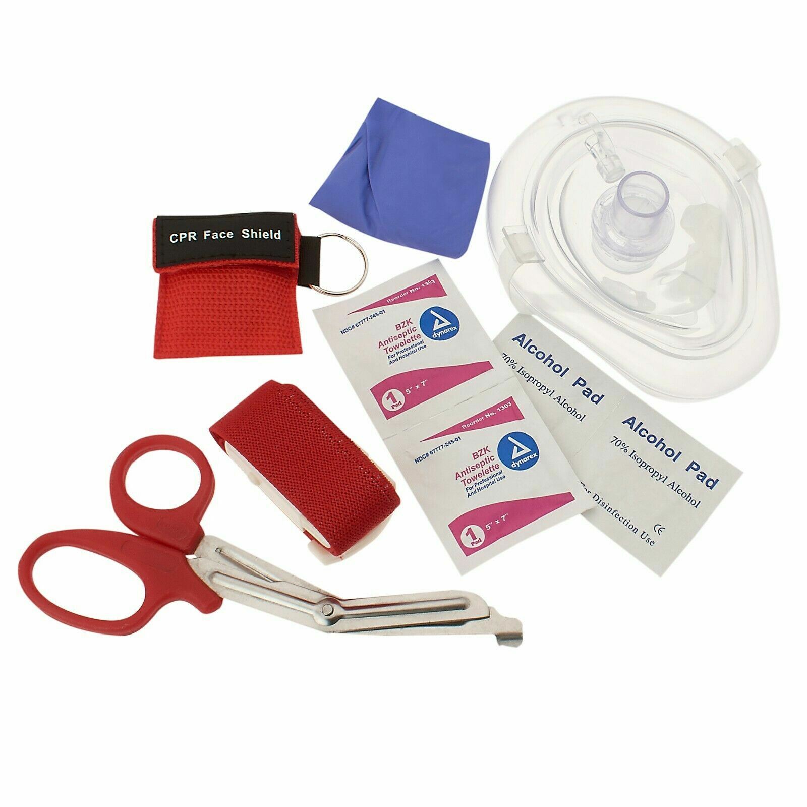 AED First Aid Kit-CPR Rescue Mask with Case, Razor, Tourniquet, EMT Shears +More