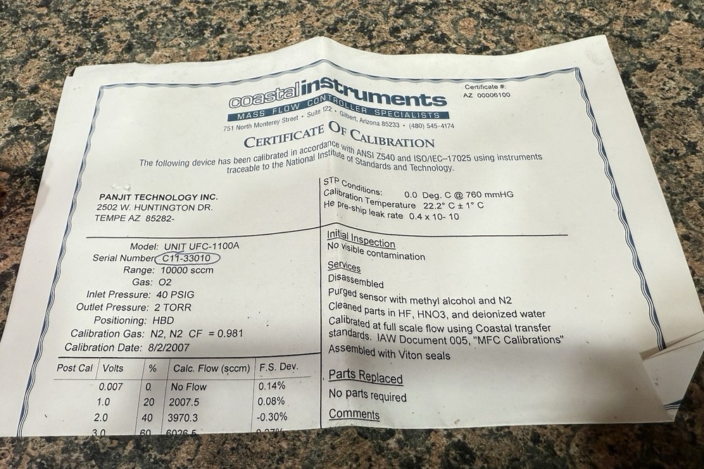 Mass Flow Controller Model UFC-1100 clean and calibrated