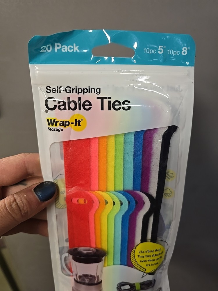 Wrap-It Storage - Self-Gripping Cable Ties (20-Pack) - Multi-Color