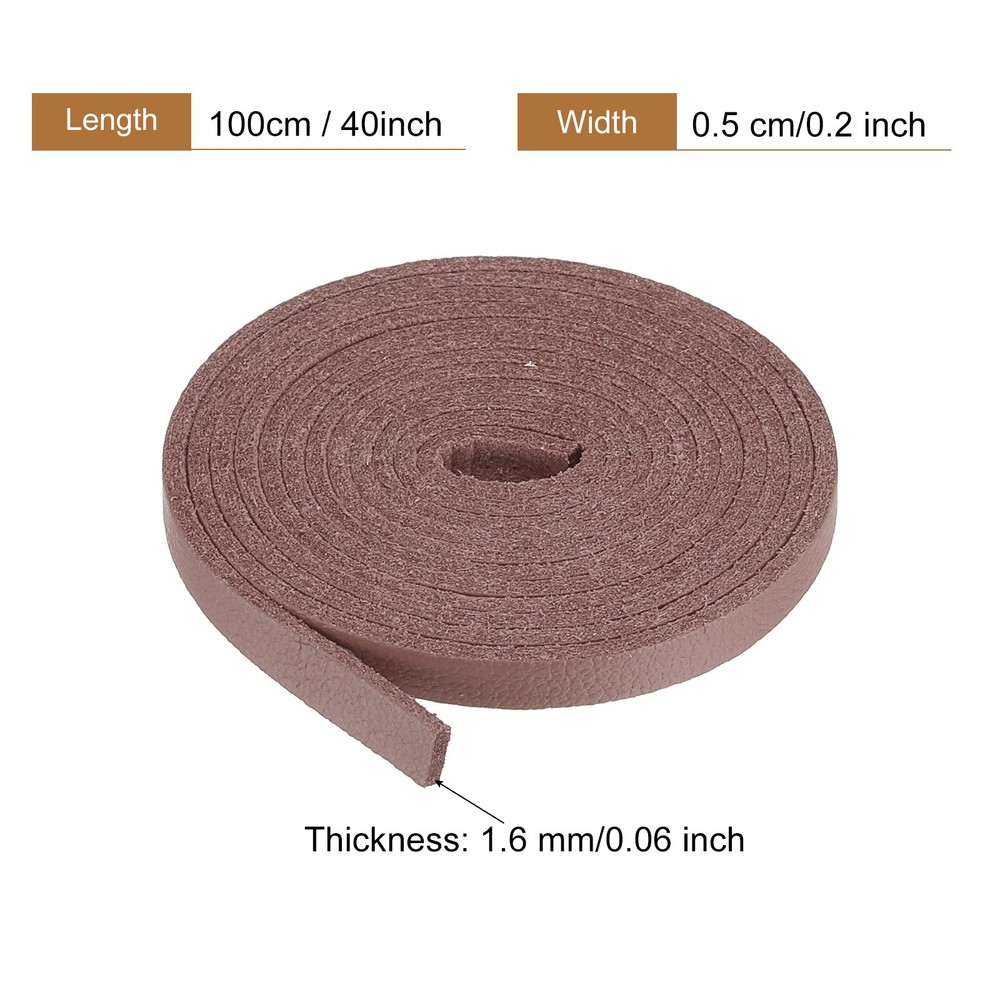 Faux Leather Straps Strip Leather String 0.5cm/0.2" Width, Brown,2pcs