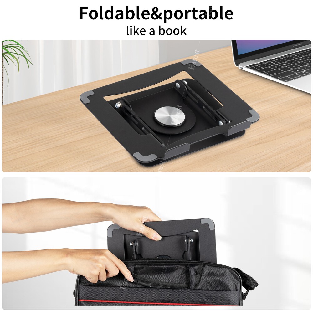 360° Rotating Metal Laptop Stand Riser Foldable Computer Notebook Holder Desk
