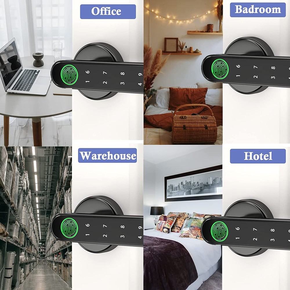 Fingerprint Smart Door Lock Biometric Door Lock Handle Bluetooth App Key Control