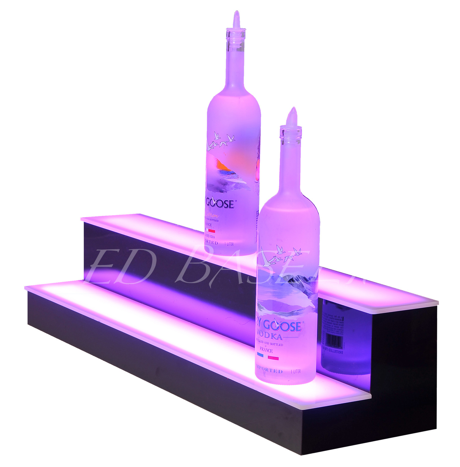 30" 2 Tier Step - LED Lighted Back Bar Liquor Bottle Shelf Glowing Display Stand