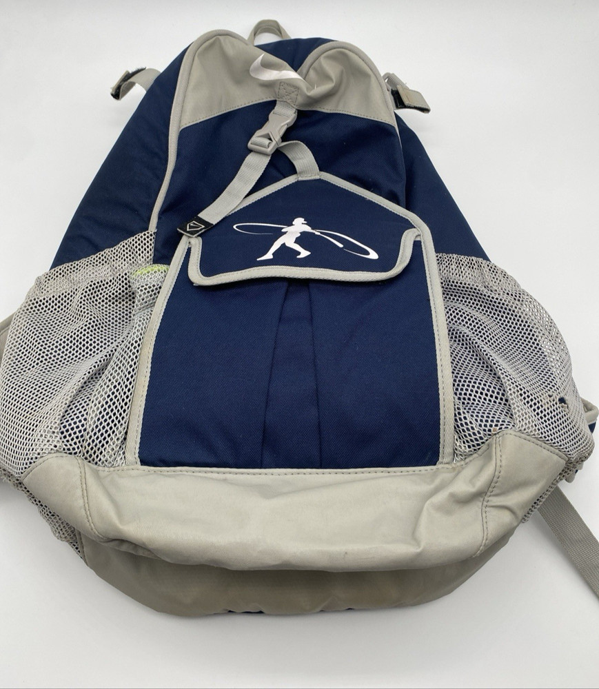 Nike Swingman Softball Baseball Backpack Multiple Pockets Gray /Blue