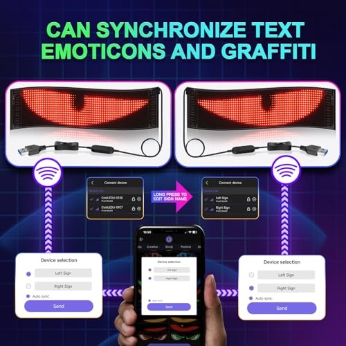 2PCS Synchronized Devil Eyes Light, 15''x4'' Full Color Big Eye Flex 2PCS 15