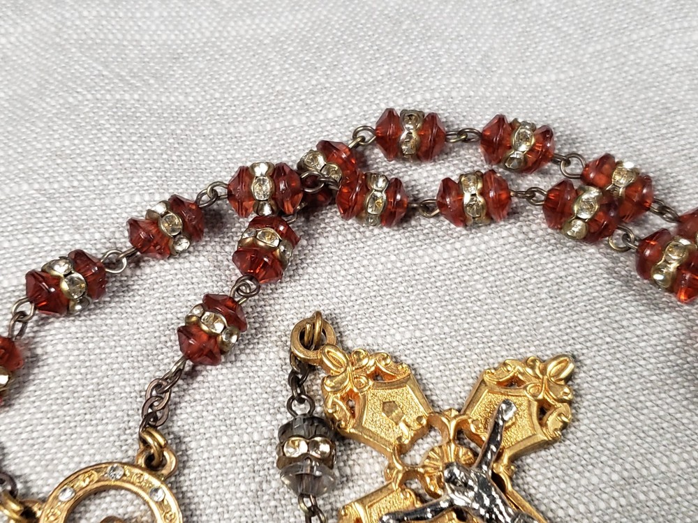 Beautiful Vintage Rosary 3 Decade Glass Beads Religious Christian C21