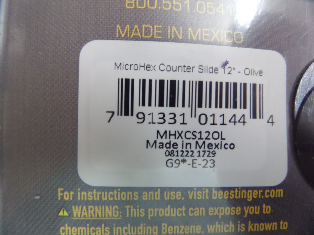 Bee Stinger MicroHex 12" Counter Slide Stabilizer w/countervail OLIVE