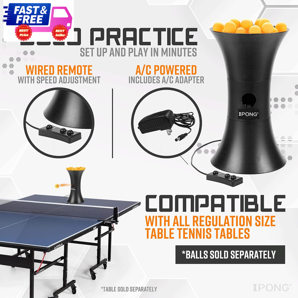 Original Table Tennis Trainer Robot,Black, Orange