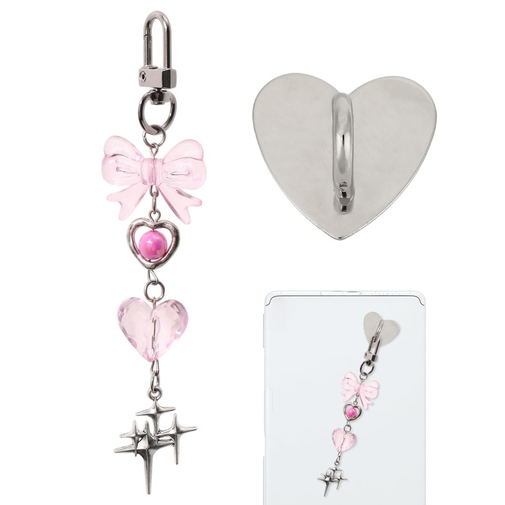 Charm Chains for Kindle, Delicate Cute E-Reader Medium, silver, pink