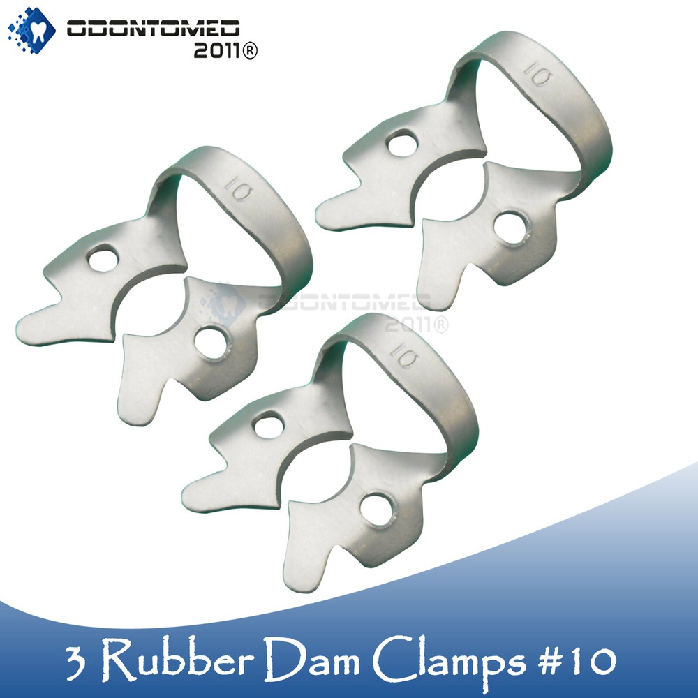 3 Endodontic Rubber Dam Clamp # 10 Surgical Dental Instruments