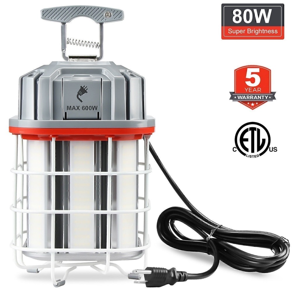 ETL LED Temporary Work Light 80W Linkable Construction Sites Hanging Lamp 5000K