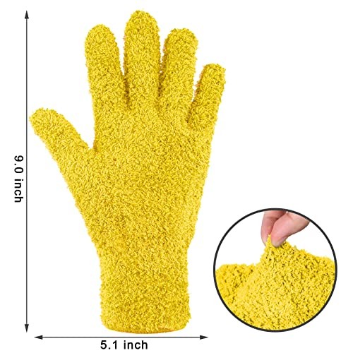 6 Pairs Microfiber Dusting Gloves, Dusting Cleaning Medium Vibrant Color