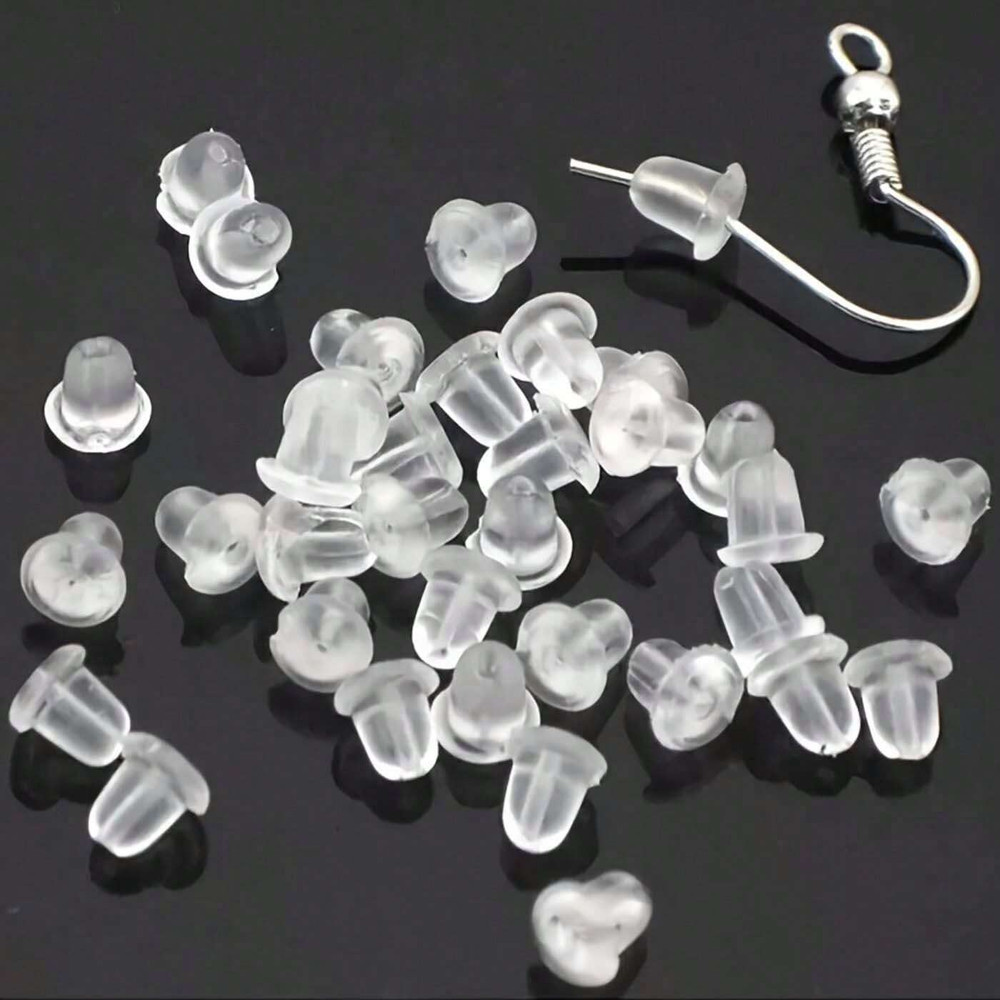 50PCS Earring Soft Backs Stoppers Replacement for Studs Or Secure Hook Earring