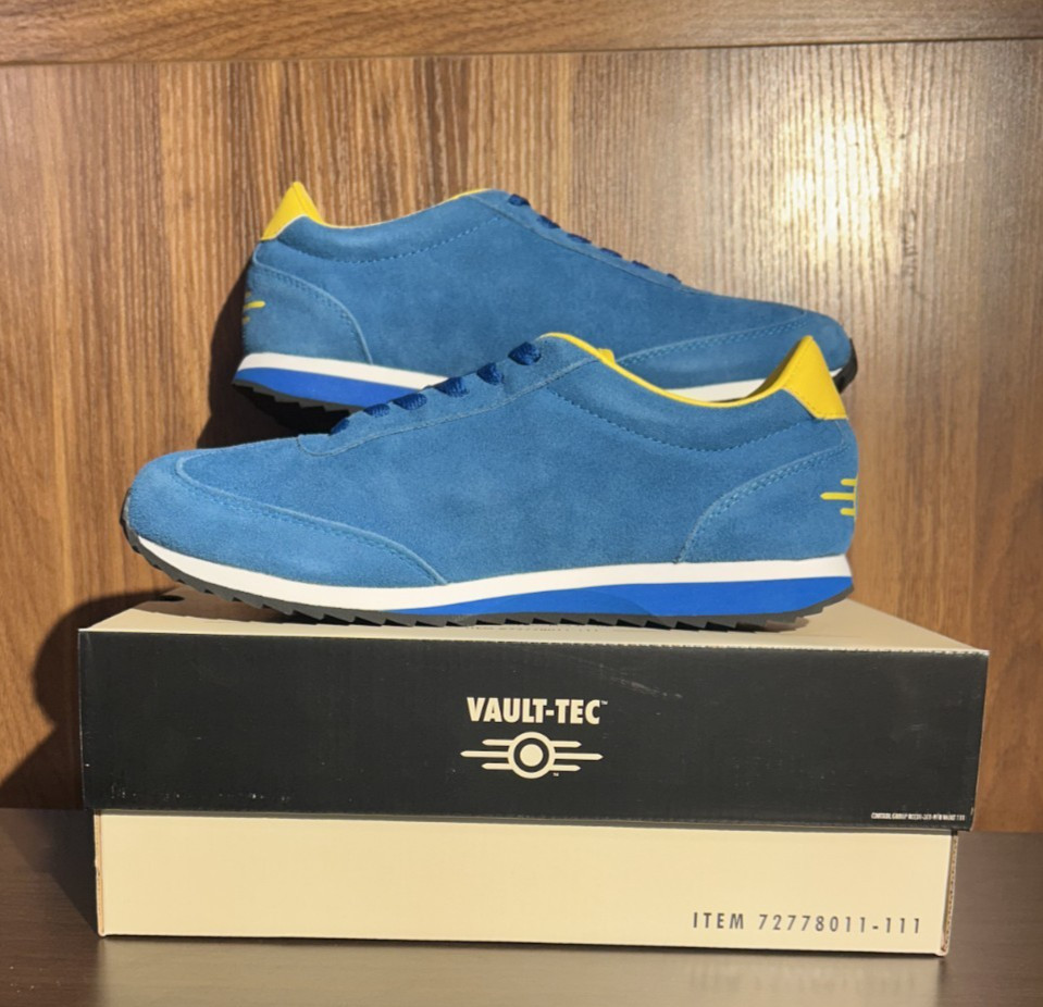 US 10 Fallout Vault Tec 111 Sneakers Bethesda Blue Suede NIB NEW IN BOX