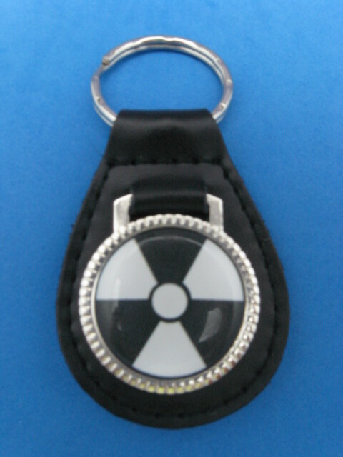 RADIOACTIVE SIGN BLACK LEATHER KEYRING KEYFOB #239