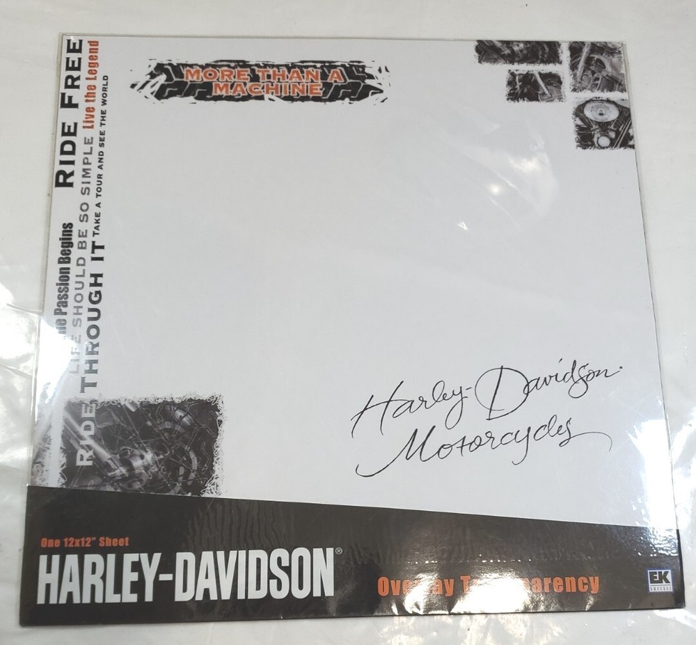 NEW SEALED Harley Davidson Motorcycles Scrapbook Overlay Transparency 12x12 inch