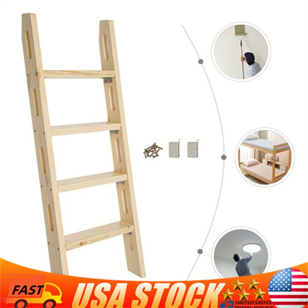 4-Step Ladder Durable Solid Wood Step Ladder 220lbs Load Fixed Ladder Step Stool