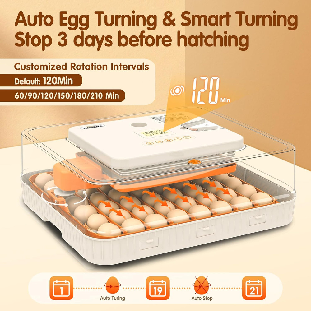 Incubator for Hatching Eggs, 56 Eggs Incubator with Automatic Egg Turning, Tempe