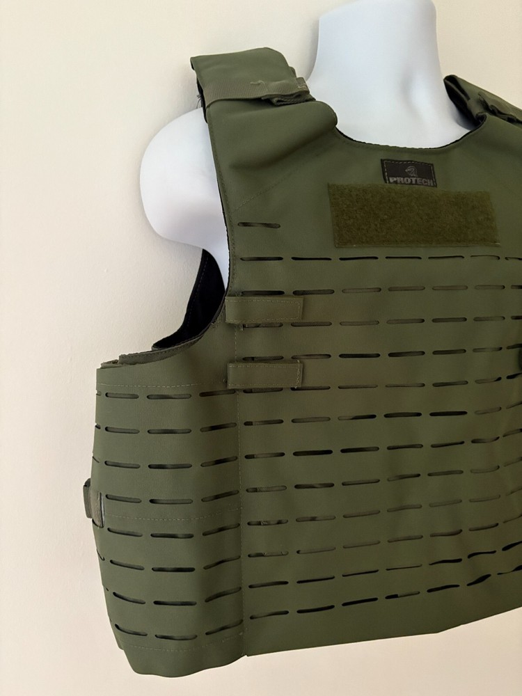 PROTECH UltraComp Armor Carrier Tactical Green Large Webless Laser Cut MOLLE