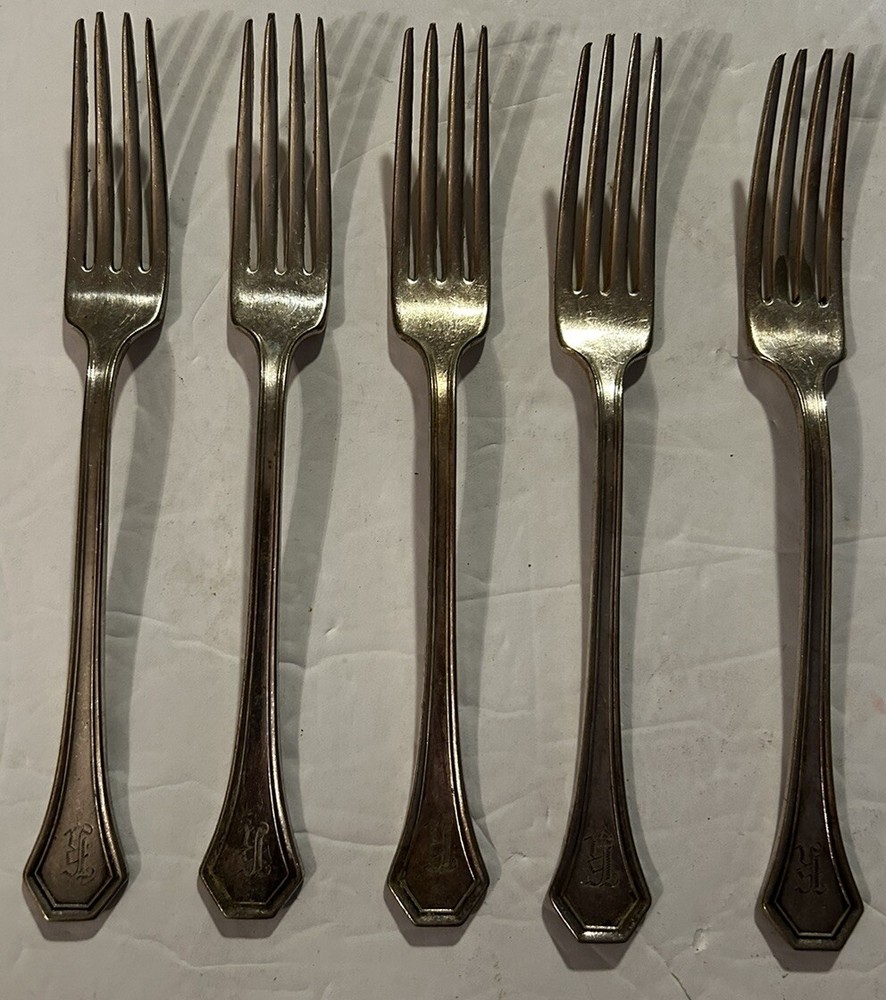 22 pc VTG Reed & Barton Pat Applied For Silverplate Monogrammed Handle Flatware