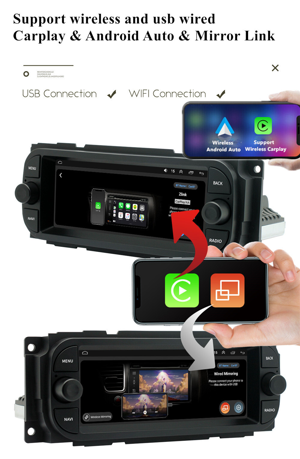 Touch Screen Car Radio Player BT SWC W/Cam Fit For Chrysler PT Cruiser 2000-2006