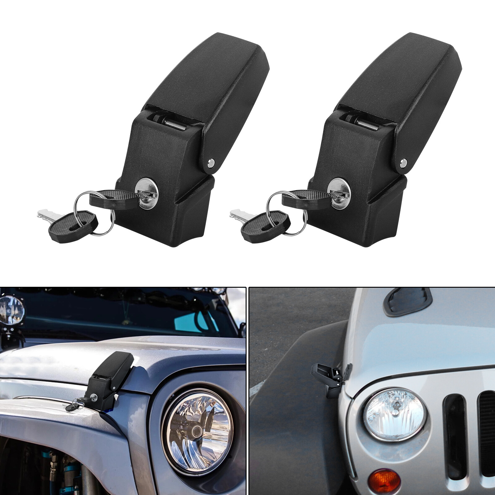 Aluminum Hood Latches Hood Lock Catch Kit Fit For Jeep Wrangler JK JKU 2007-2018