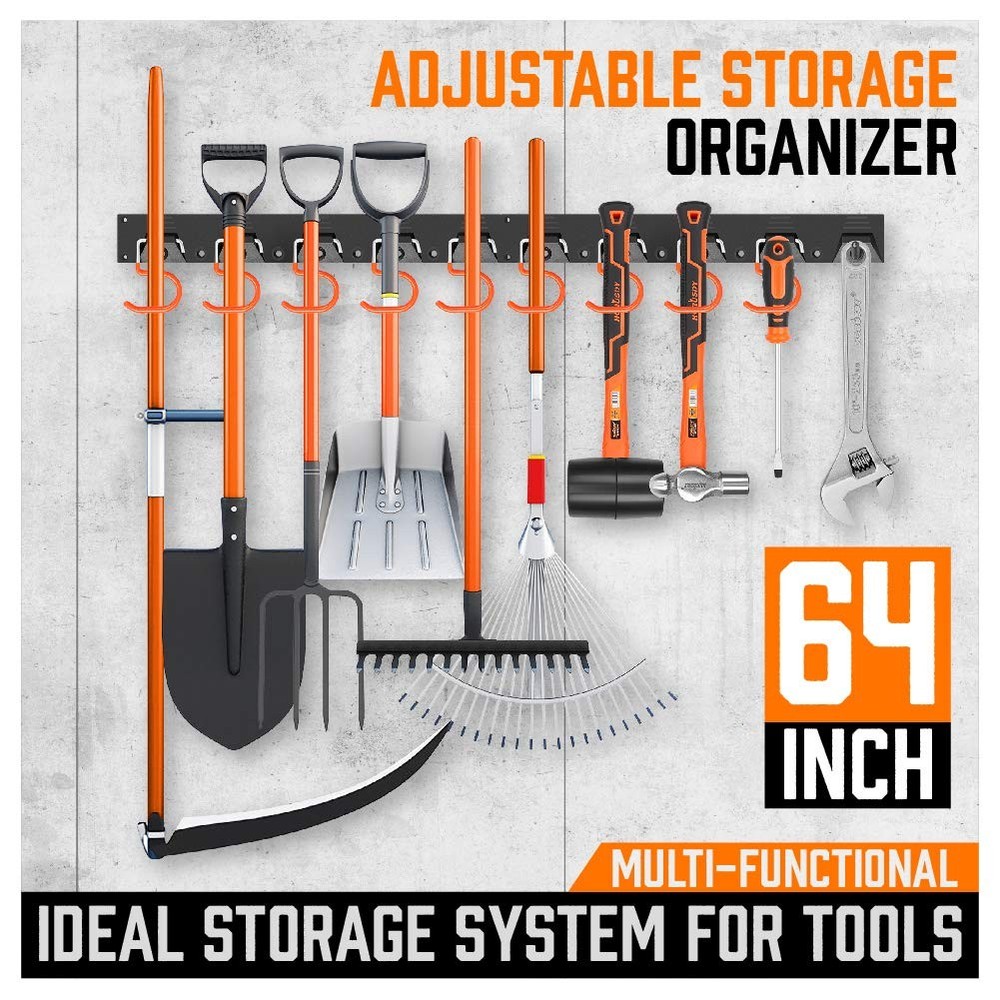 64 Inch Adjustable Storage System, Wall Mount Tool Organizer, Tool Hangers fo...