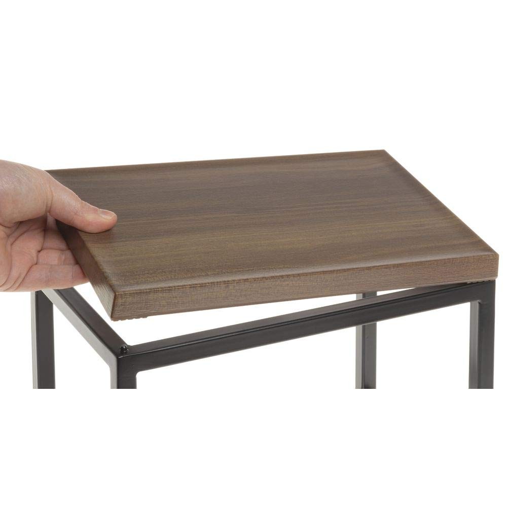 HUBERT® Black Display Riser with Acacia Top - 7"H