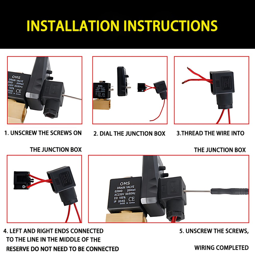 Solenoid Valve Timer Electric Drain Timer Connector For Automatic Drain 220V NEW