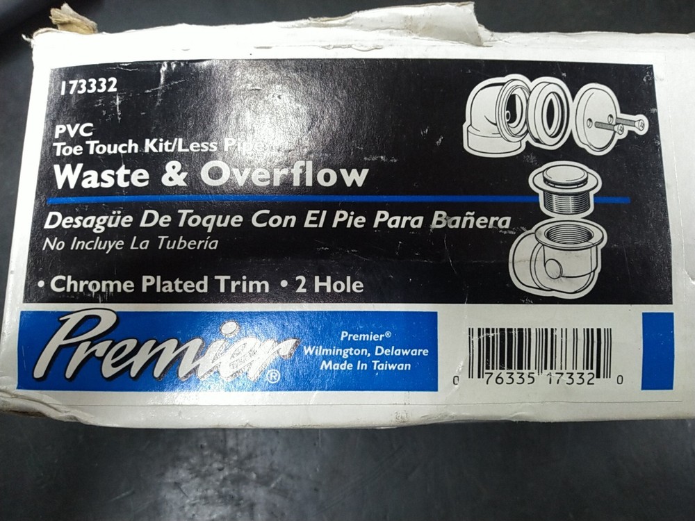 Premier PVC Waste & Overflow Toe Touch Kit, Less Pipe