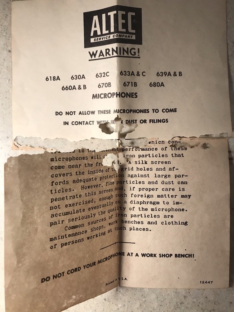 Vintage Alter 632-C Transmitter Microphone Head.