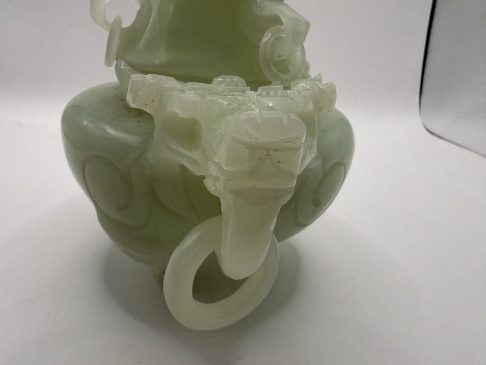 Stunning Hand Carved Early 20th Century Chinese Natural Jade Incense Burner Rare