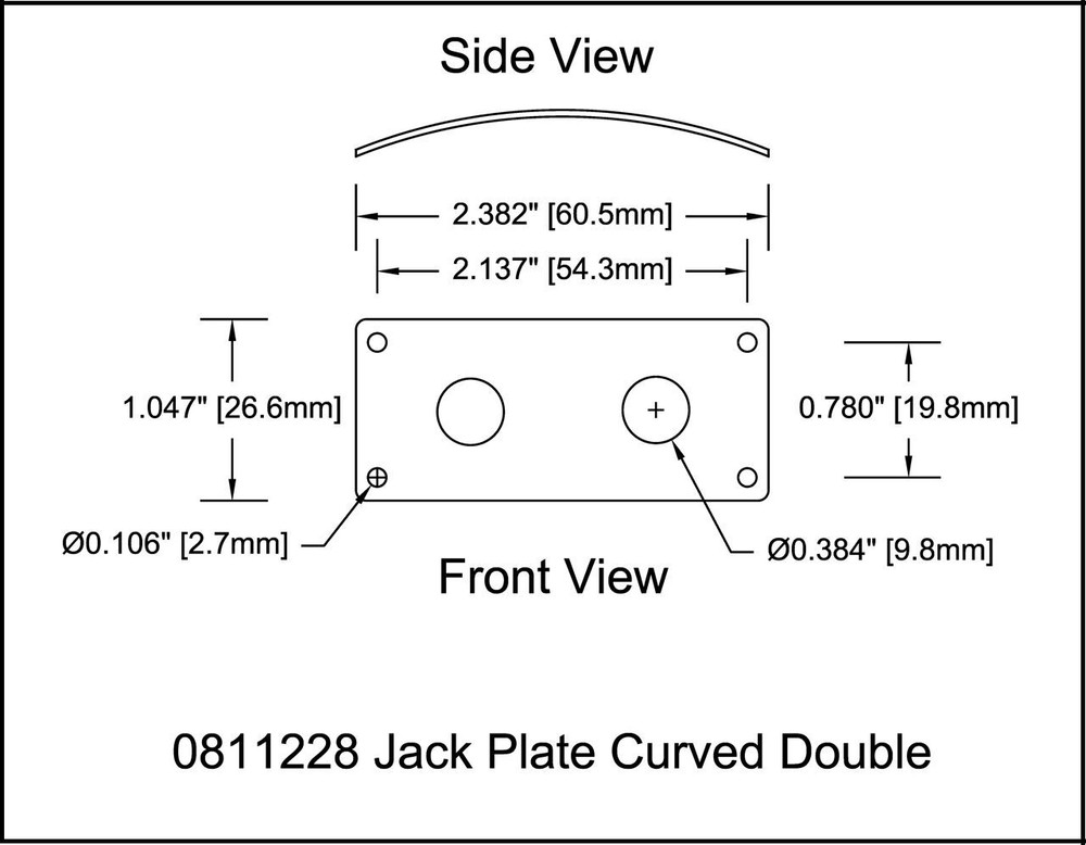 Jack Plate Rectangular Double Jack Curved Body Mount Chrome 0811228CH
