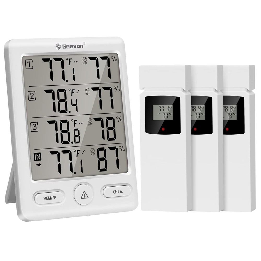 Multi-Function Wireless Hygrometer & Thermometer with 3 Sensors – Indoor/Outdoor