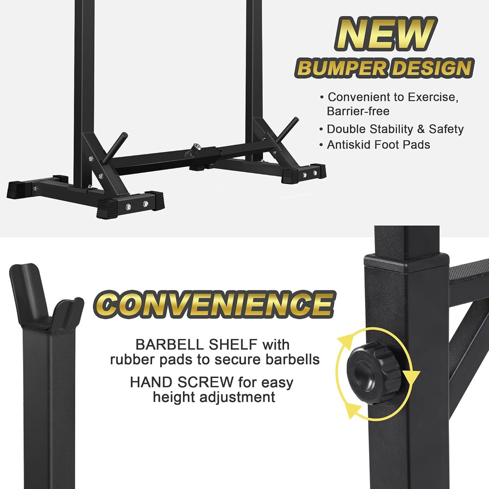 CANPA Adjustable Squat Rack Stand Multi-Function Barbell Rack Weight Lifting Gym